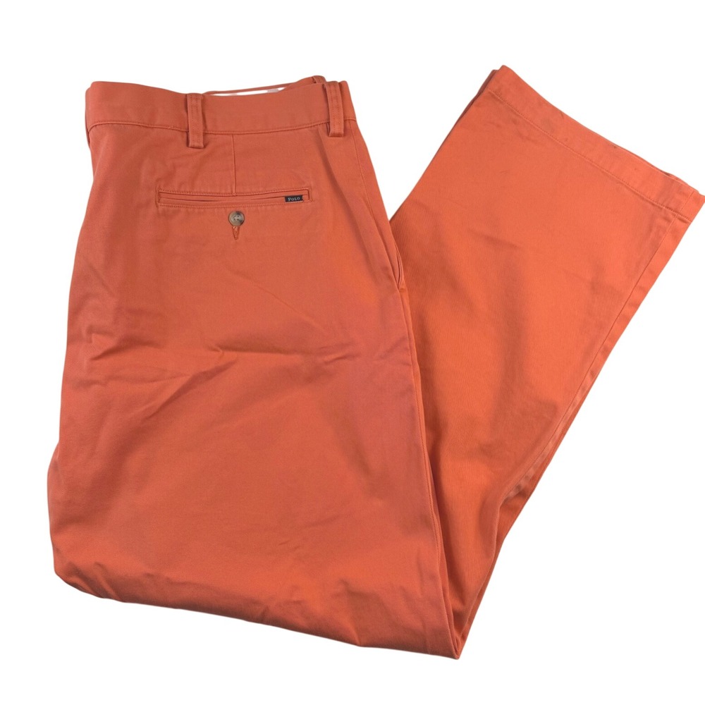Polo Ralph Lauren Mens 40x30 Classic Fit Chino Pants Orange Cotton Twill